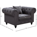 Meridian Chesterfield Grey Linen Textured Chair IMAGE 5