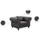 Meridian Chesterfield Grey Linen Textured Chair IMAGE 6