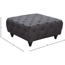 Meridian Chesterfield Grey Linen Textured Ottoman IMAGE 3