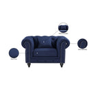 Meridian Chesterfield Navy Linen Textured Chair IMAGE 5