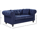 Meridian Chesterfield Navy Linen Textured Loveseat IMAGE 6