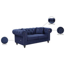 Meridian Chesterfield Navy Linen Textured Loveseat IMAGE 7