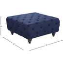 Meridian Chesterfield Navy Linen Textured Ottoman IMAGE 3