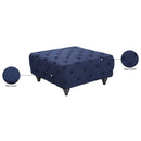 Meridian Chesterfield Navy Linen Textured Ottoman IMAGE 4