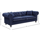 Meridian Chesterfield Navy Linen Textured Sofa IMAGE 6