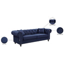 Meridian Chesterfield Navy Linen Textured Sofa IMAGE 7
