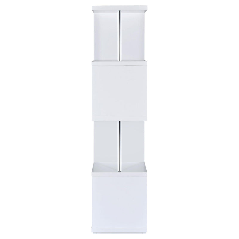  Coaster Furniture Baxter 801418 67-inch 4-shelf Bookshelf - White and Chrome IMAGE 2
