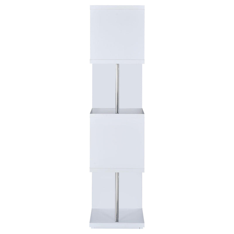  Coaster Furniture Baxter 801418 67-inch 4-shelf Bookshelf - White and Chrome IMAGE 6