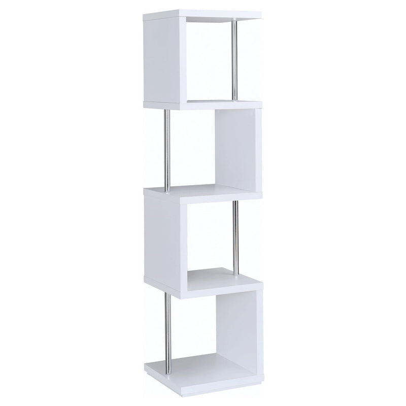  Coaster Furniture Baxter 801418 67-inch 4-shelf Bookshelf - White and Chrome IMAGE 7