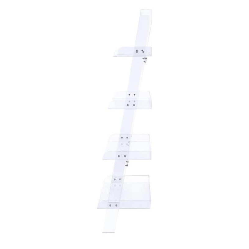  Coaster Furniture Amaturo 801553 72-inch 4-shelf Acrylic Ladder Bookshelf - Clear IMAGE 4