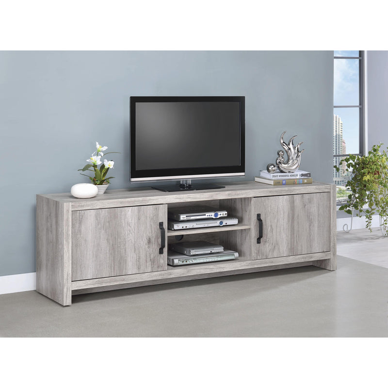  Coaster Furniture Burke 701025 2-door Engineered Wood 71" TV Stand - Grey Driftwood IMAGE 6