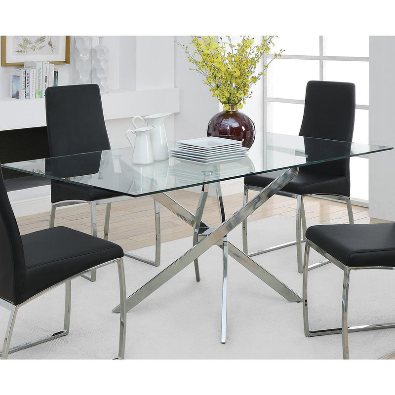 Coaster Furniture Carmelo Dining Table with Glass Top and Pedestal Base 107931 IMAGE 2