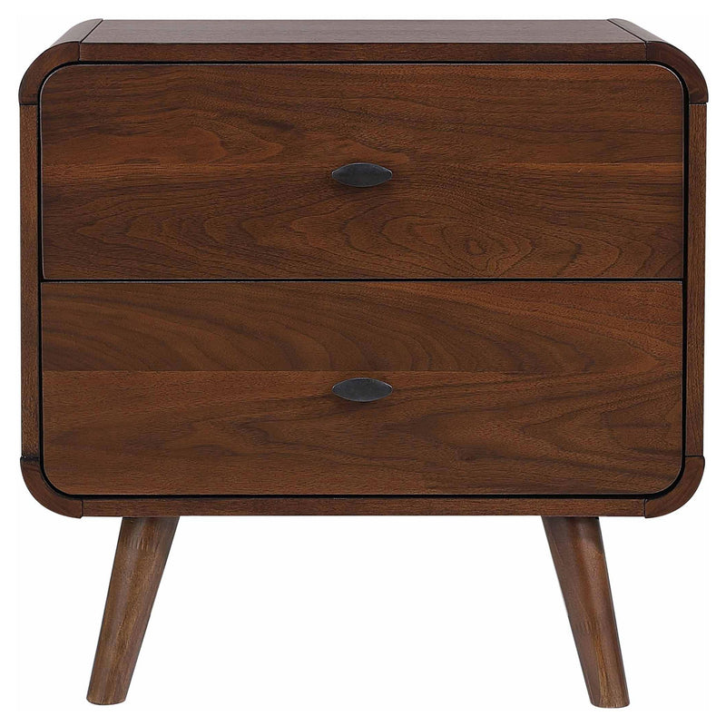  Coaster Furniture Robyn 205132 2-Drawer Nightstand Bedside Table - Dark Walnut IMAGE 2