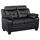  Coaster Furniture Finley 506552 Upholstered Padded Arm Tufted Loveseat - Black IMAGE 1