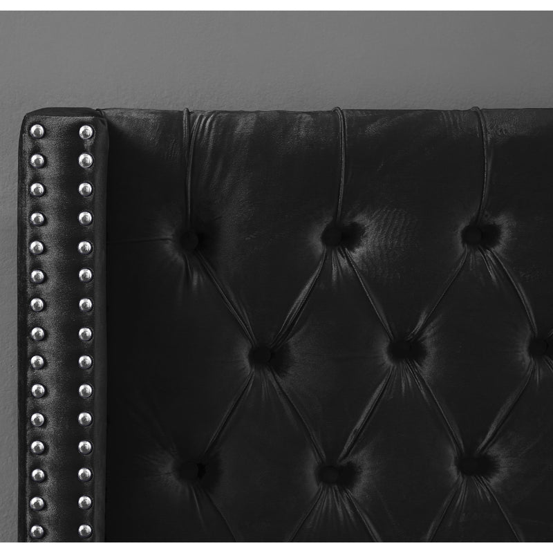 Meridian Aiden Black Velvet Twin Bed IMAGE 3