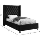 Meridian Aiden Black Velvet Twin Bed IMAGE 4