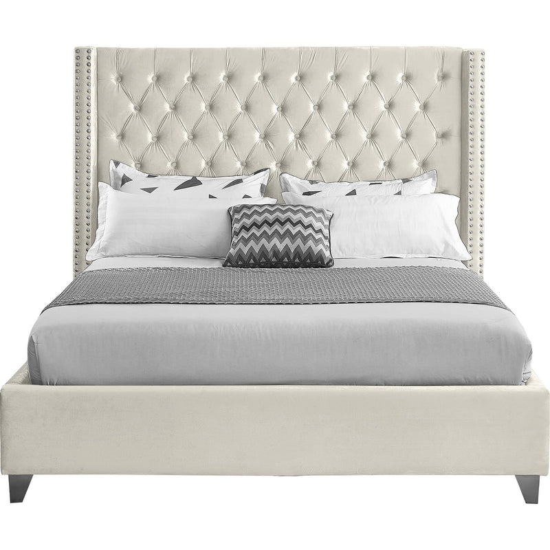 Meridian Aiden Cream Velvet Queen Bed IMAGE 3
