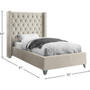 Meridian Aiden Cream Velvet Twin Bed IMAGE 4