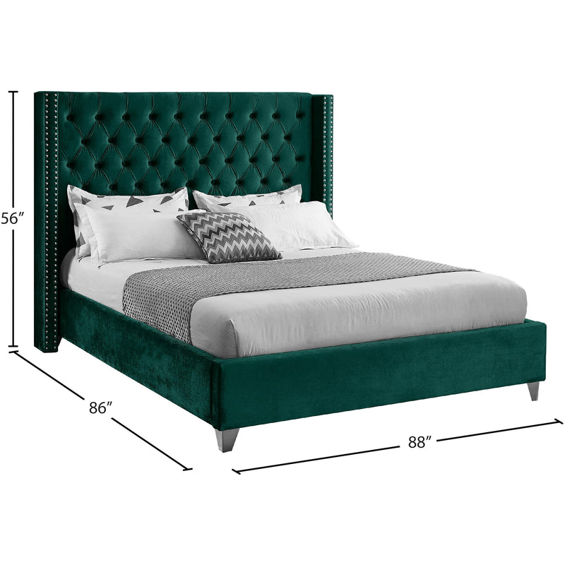Meridian Aiden Green Velvet King Bed IMAGE 8