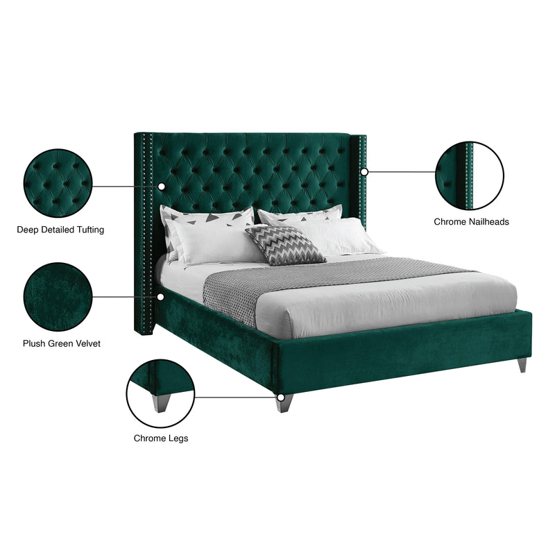 Meridian Aiden Green Velvet King Bed IMAGE 9