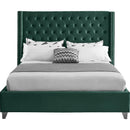 Meridian Aiden Green Velvet Queen Bed IMAGE 3