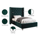 Meridian Aiden Green Velvet Twin Bed IMAGE 5