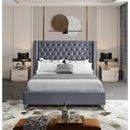 Meridian Aiden Grey Velvet Full Bed IMAGE 4