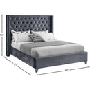 Meridian Aiden Grey Velvet Full Bed IMAGE 8
