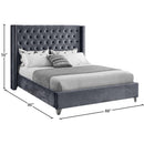 Meridian Aiden Grey Velvet King Bed IMAGE 8