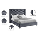 Meridian Aiden Grey Velvet Queen Bed IMAGE 9