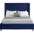 Meridian Aiden Navy Velvet King Bed IMAGE 3