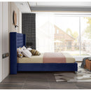 Meridian Aiden Navy Velvet Queen Bed IMAGE 5