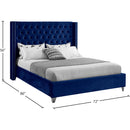 Meridian Aiden Navy Velvet Queen Bed IMAGE 8