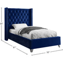 Meridian Aiden Navy Velvet Twin Bed IMAGE 4