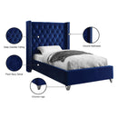 Meridian Aiden Navy Velvet Twin Bed IMAGE 5