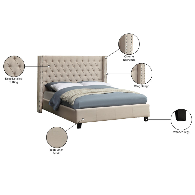 Meridian Ashton Beige Linen Textured Full Bed IMAGE 4