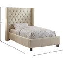 Meridian Ashton Beige Linen Textured Twin Bed IMAGE 3