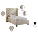 Meridian Ashton Beige Linen Textured Twin Bed IMAGE 4