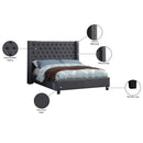 Meridian Ashton Grey Linen Textured Full Bed IMAGE 4