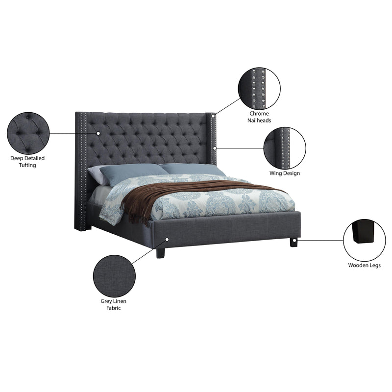 Meridian Ashton Grey Linen Textured Full Bed IMAGE 4