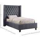 Meridian Ashton Grey Linen Textured Twin Bed IMAGE 3