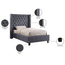Meridian Ashton Grey Linen Textured Twin Bed IMAGE 4