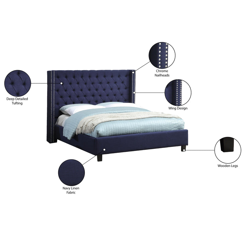 Meridian Ashton Navy Linen Textured Queen Bed IMAGE 4