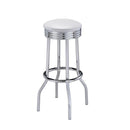  Coaster Furniture Retro 2299W Upholstered Metal Swivel Bar Stool - White (Set of 2) IMAGE 1