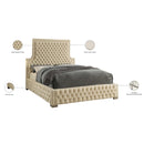 Meridian Sedona Cream Velvet King Bed IMAGE 4