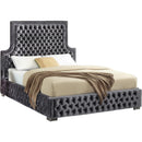 Meridian Sedona Grey Velvet Queen Bed IMAGE 3