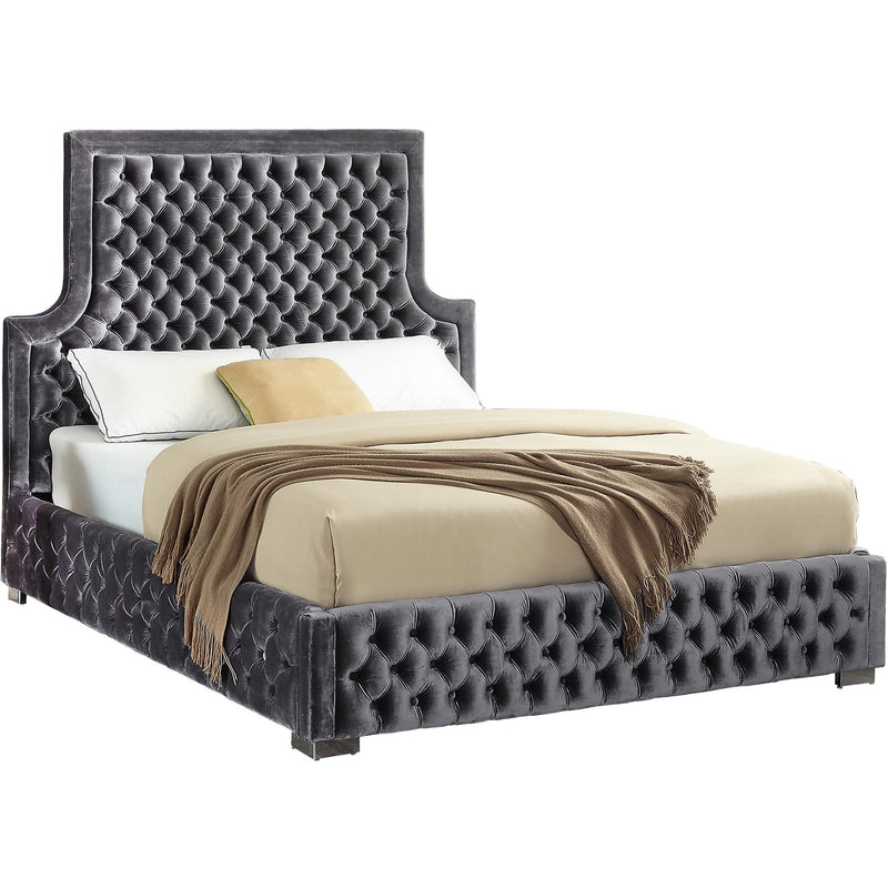Meridian Sedona Grey Velvet Queen Bed IMAGE 3