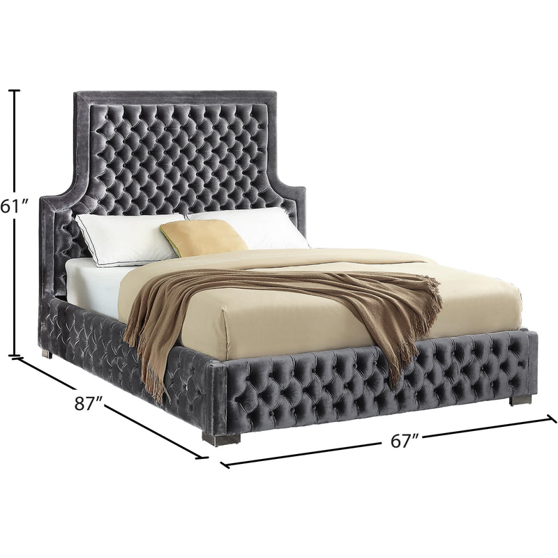 Meridian Sedona Grey Velvet Queen Bed IMAGE 5