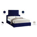 Meridian Sedona Navy Velvet Queen Bed IMAGE 4
