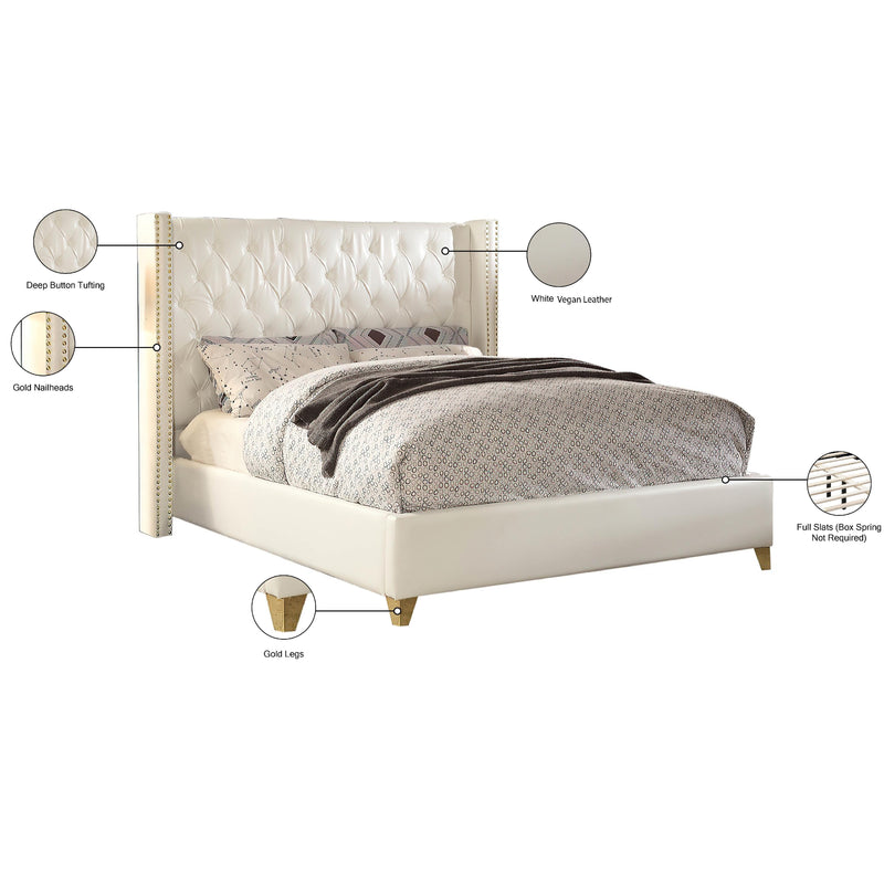 Meridian Soho White Vegan Leather Full Bed IMAGE 4
